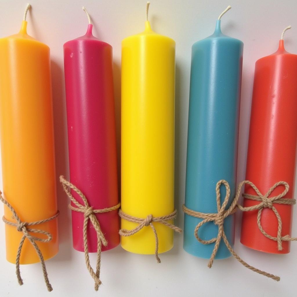 Finished Colored Beeswax Candles