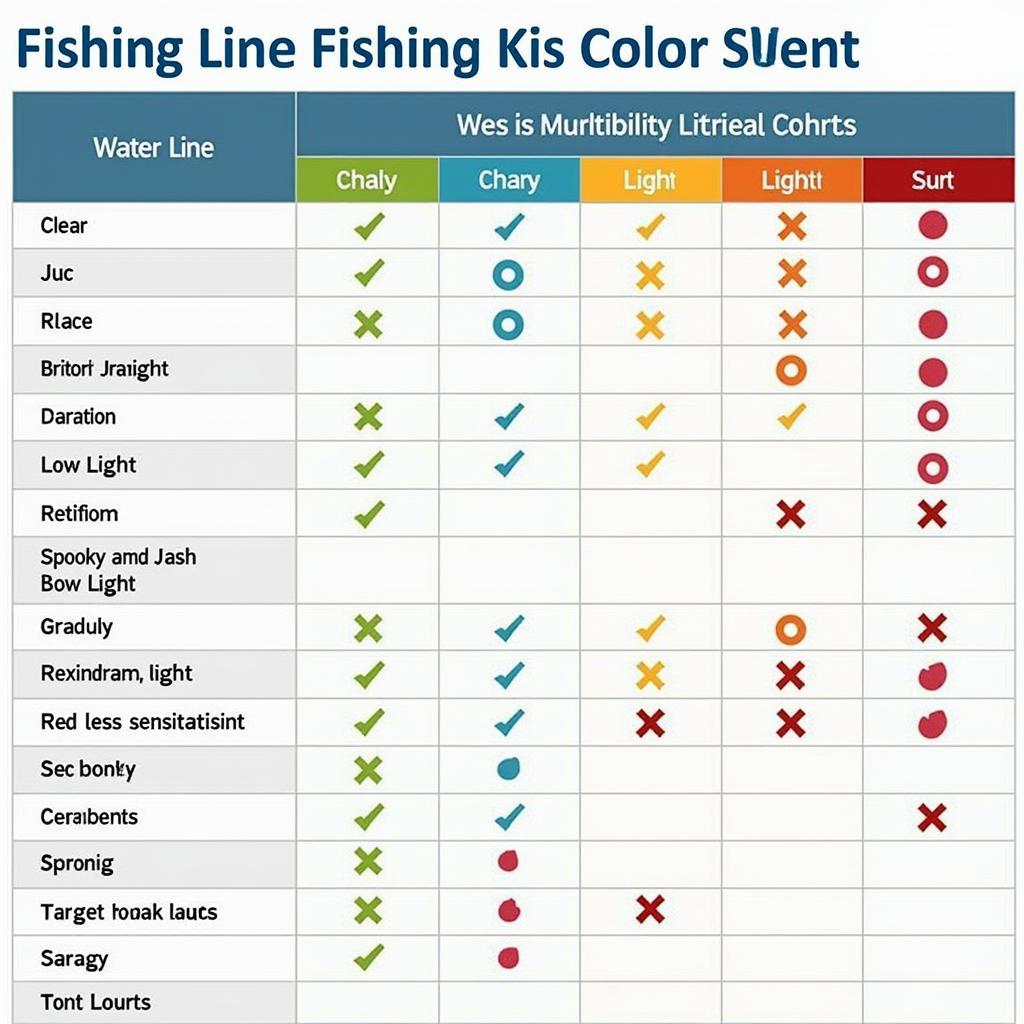 Fishing Line Color Comparison Chart for Different Water Conditions