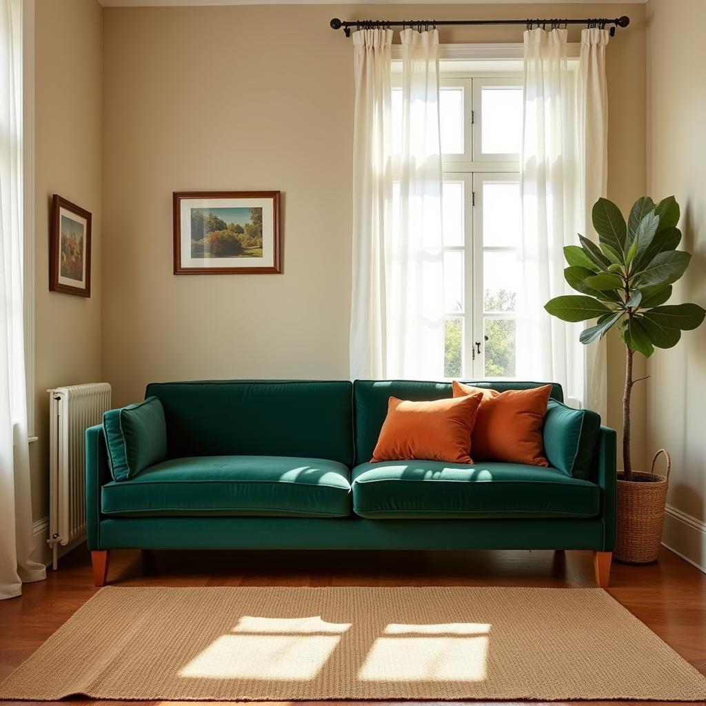 Forest Green Living Room with Earthy Tones