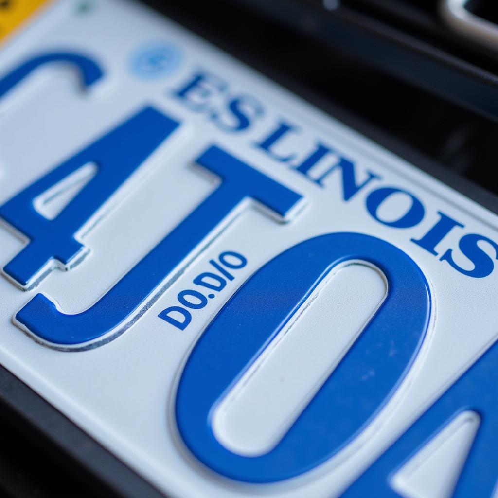 Illinois License Plate Sticker 2024 in Blue and White