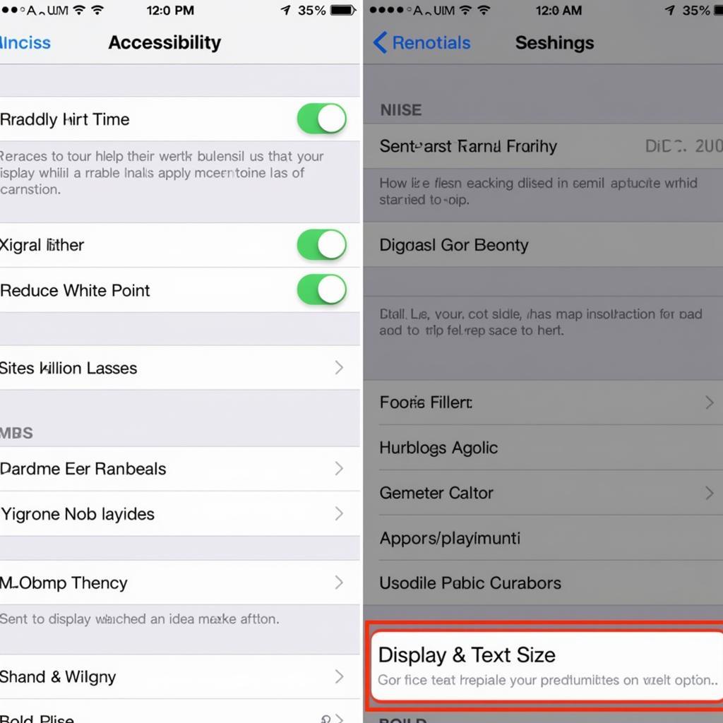 iPhone Accessibility Display & Text Size Settings