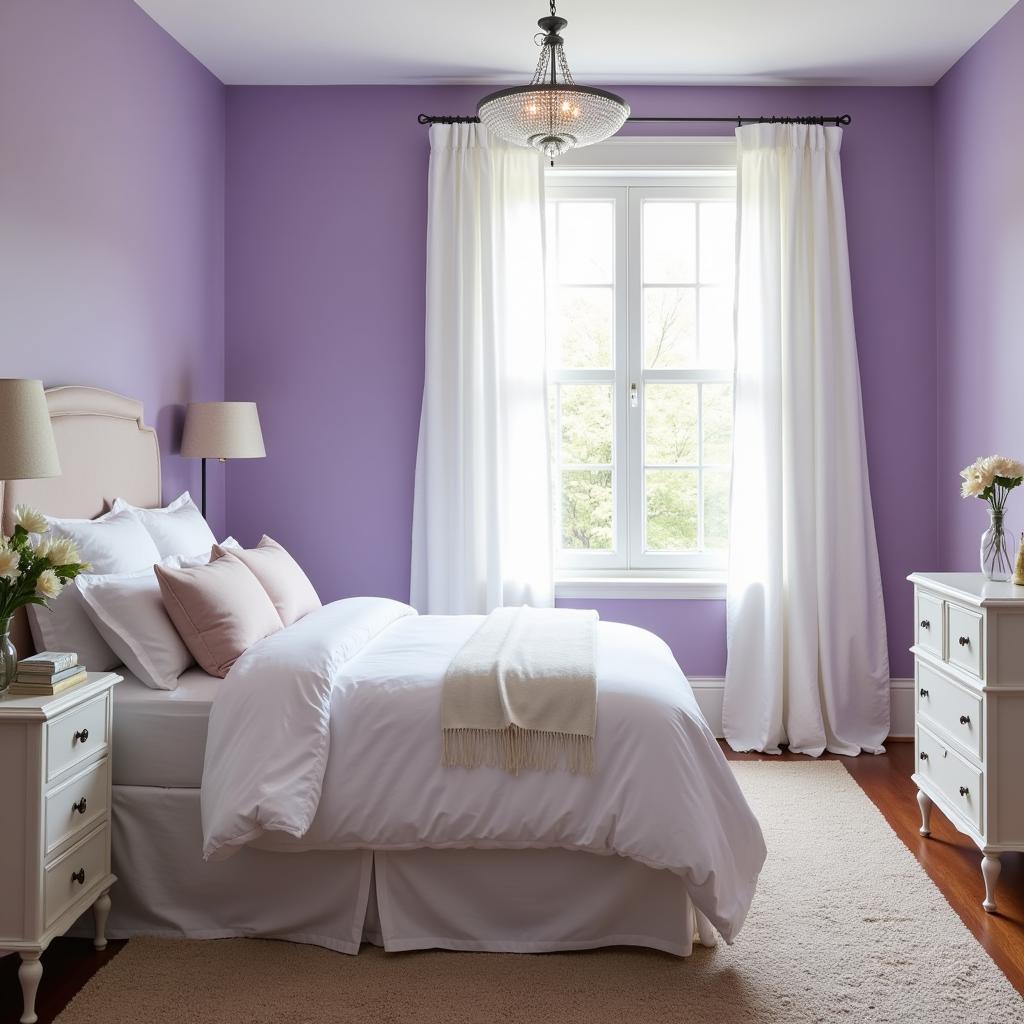 Lavender Purple and White Bedroom Design