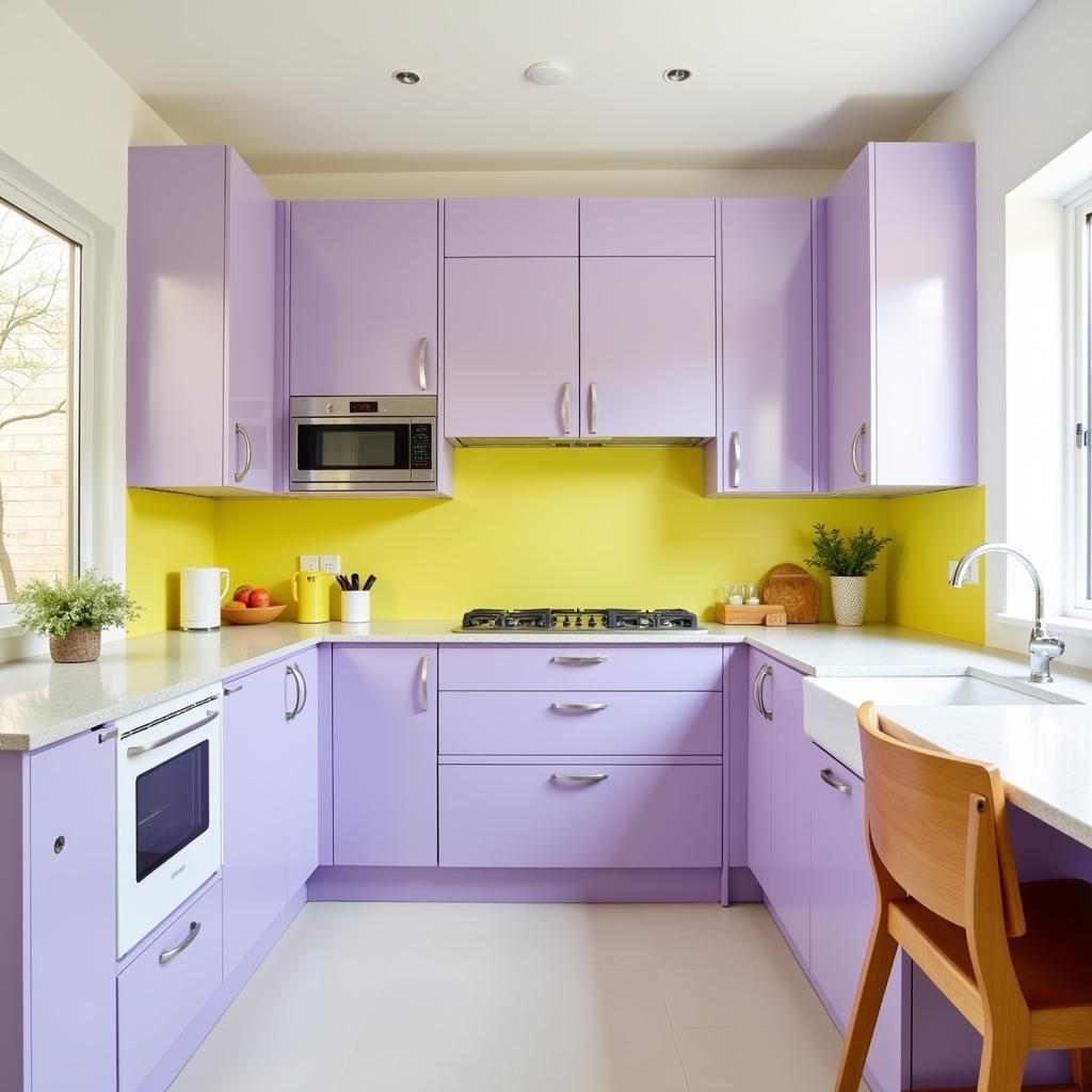 Lavender and Yellow Kitchen