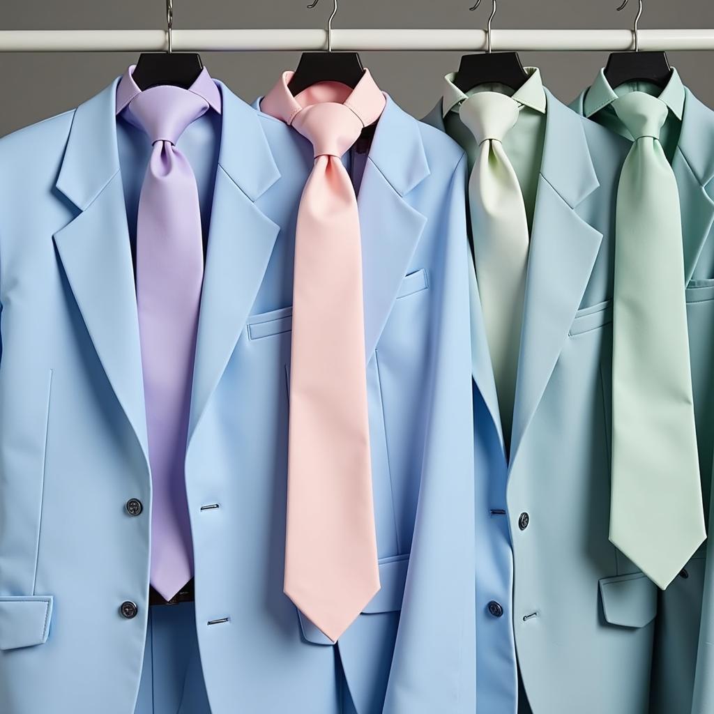 Light Blue Suit with Pastel Tie Options: A Summery Look