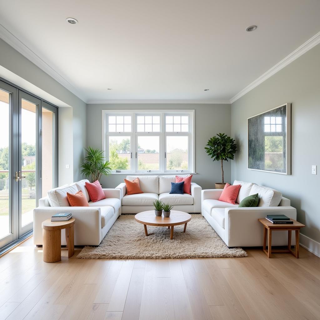 Light Wood with Grey Walls in a Modern Living Room