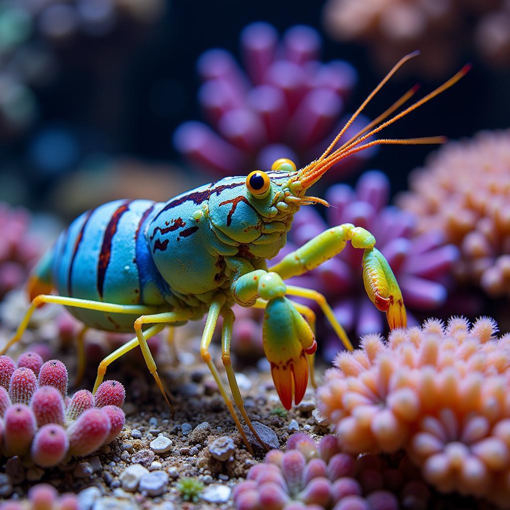 Mantis Shrimp in Coral Reef Habitat