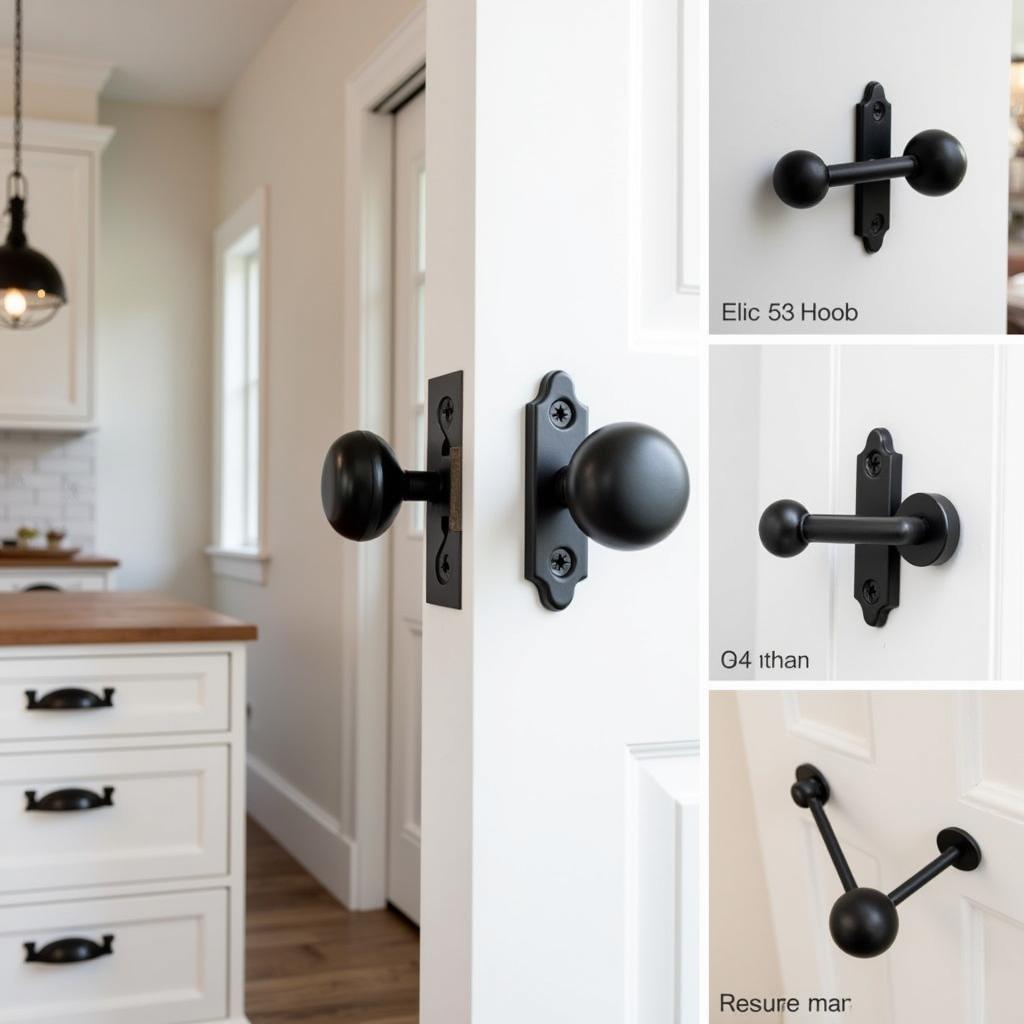 Matching Hinges and Door Hardware with Black Door Knobs