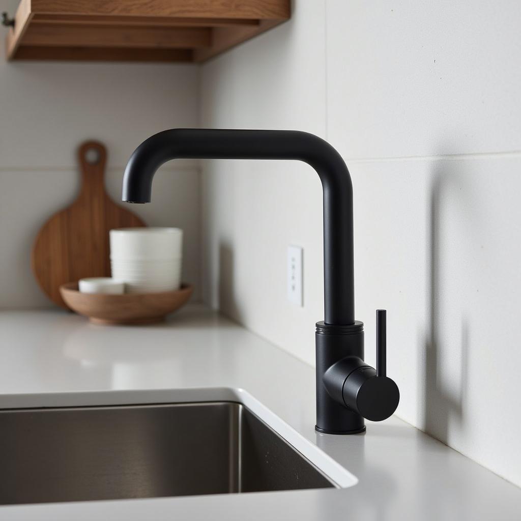 Matte Black Faucet in Modern Kitchen