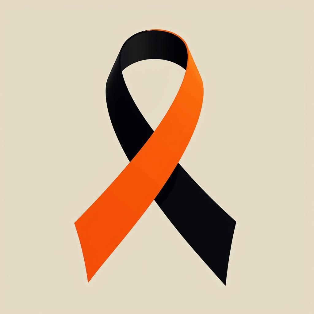 Melanoma Awareness Ribbon: Black and Orange