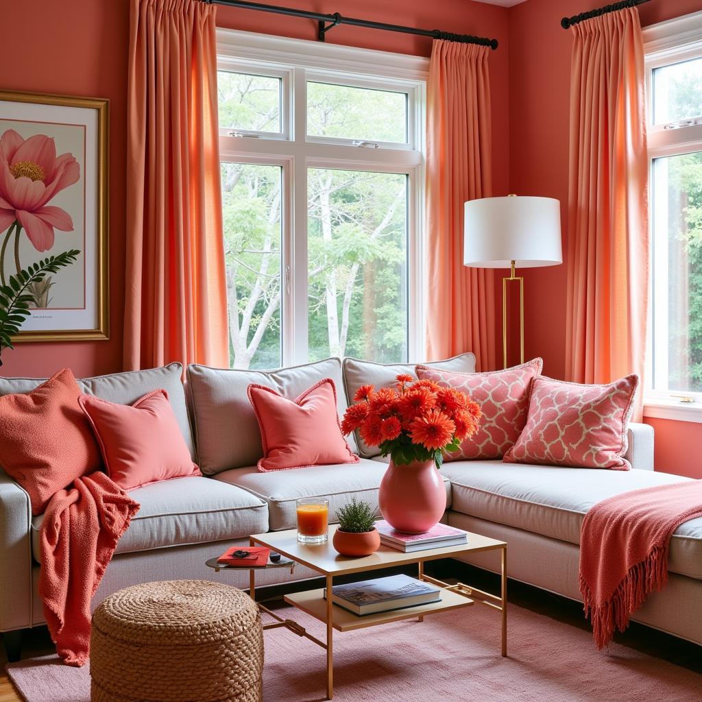 Monochromatic Coral Room Design Ideas