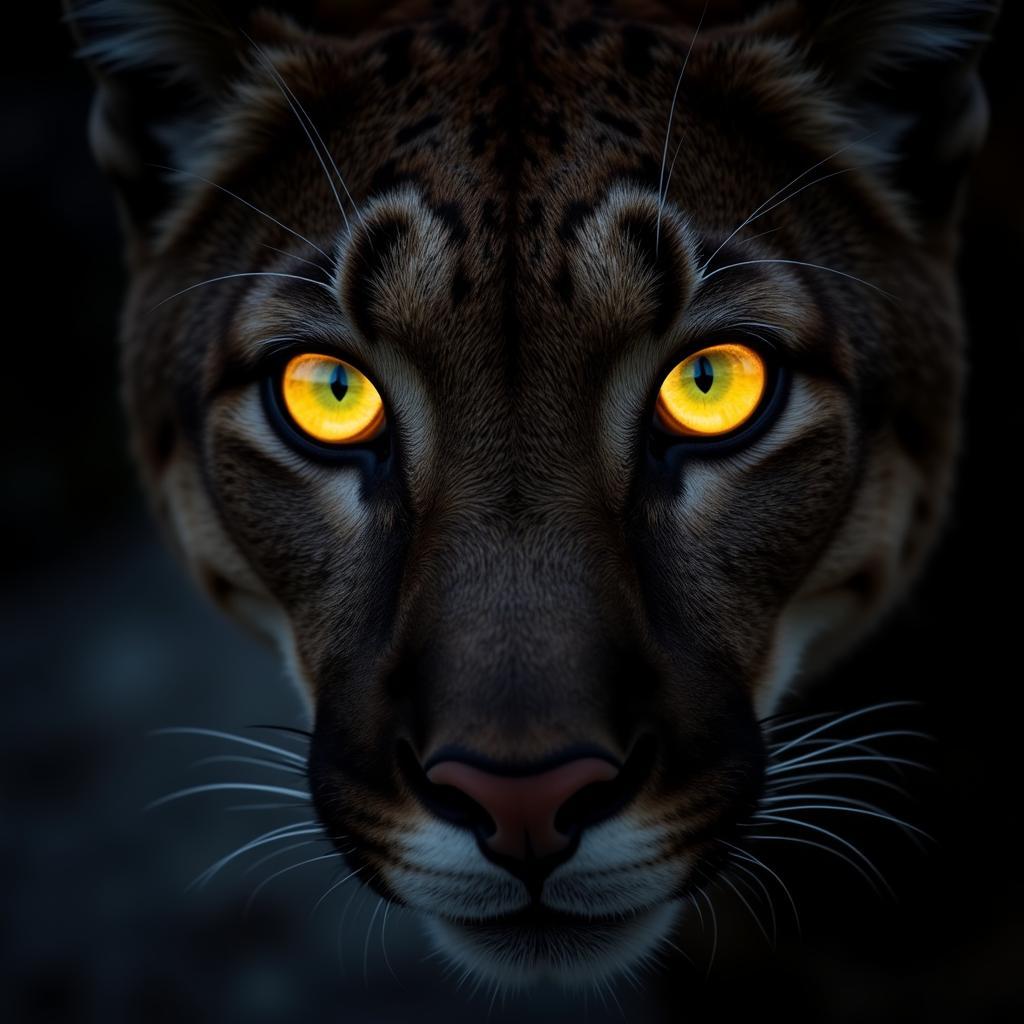 Close-up of a mountain lion's eyes