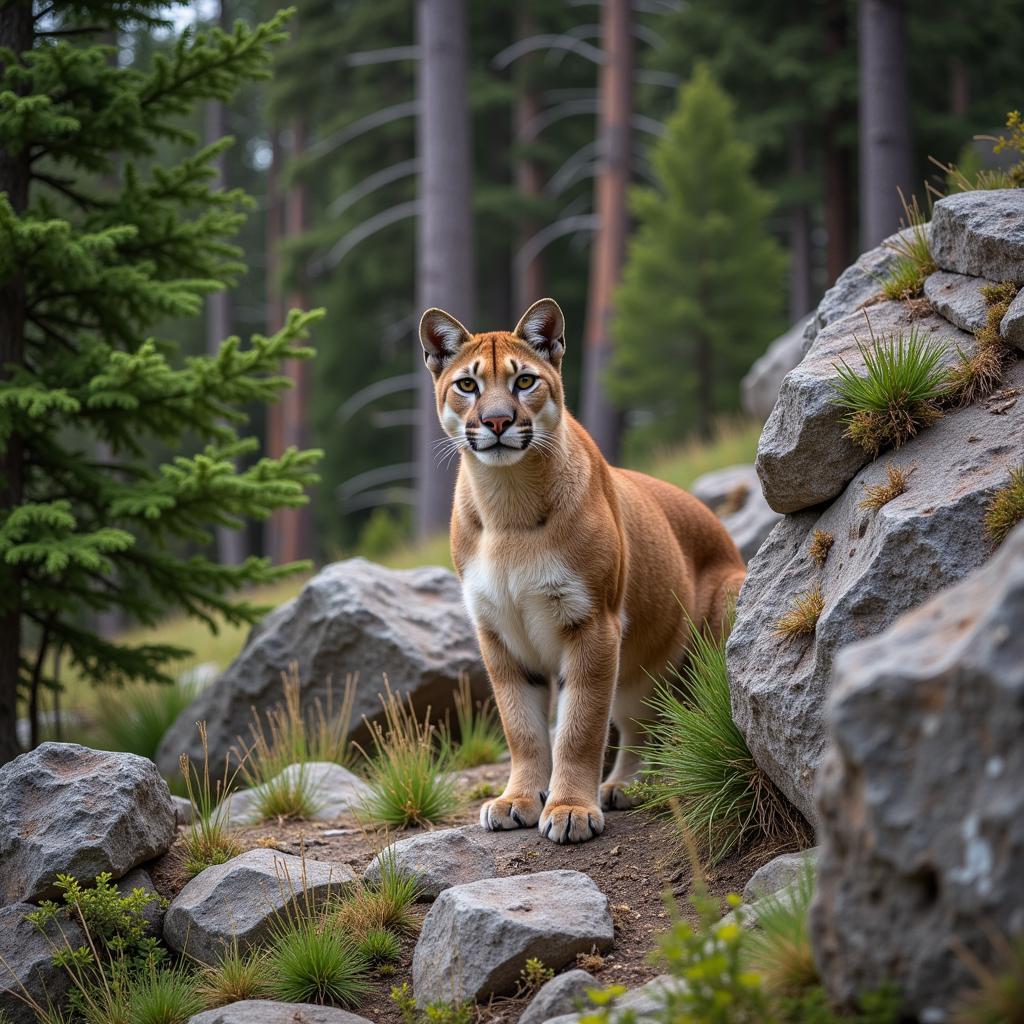 Mountain lion in its natural Colorado habitat