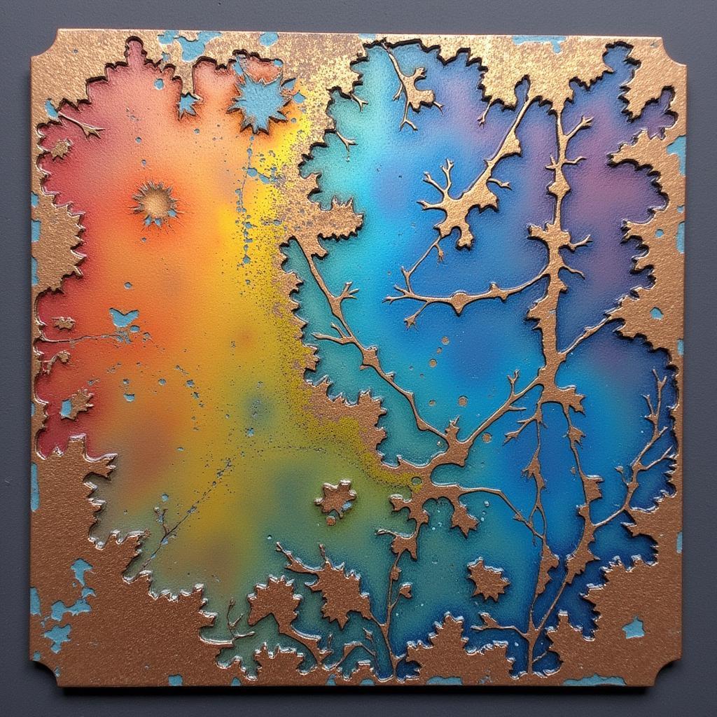 Multi-colored etched metal plate