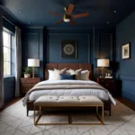 Navy and Dark Brown Bedroom Modern Design