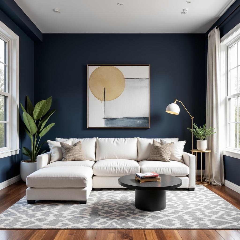 Navy Living Room Interior Design