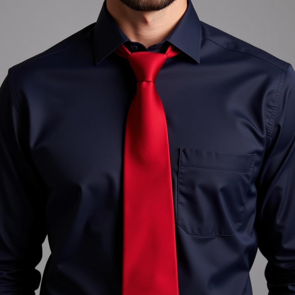 Navy Shirt with Red Tie Combination