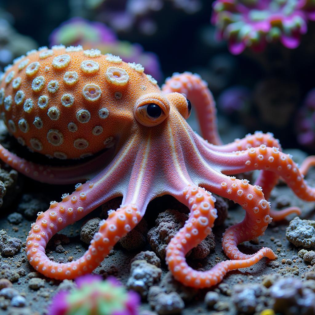 Octopus Camouflaging on a Coral Reef