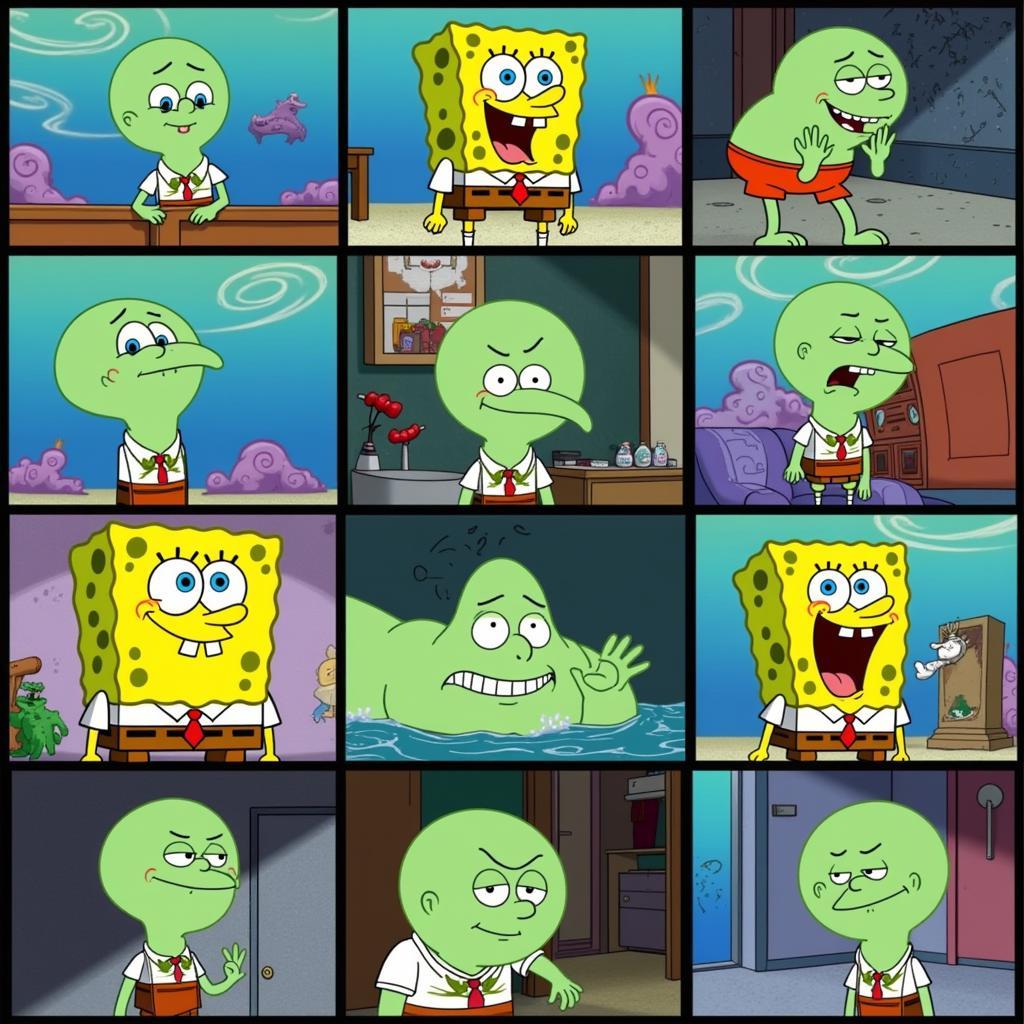 Slight Variations in Plankton's Color Due to Lighting and Animation