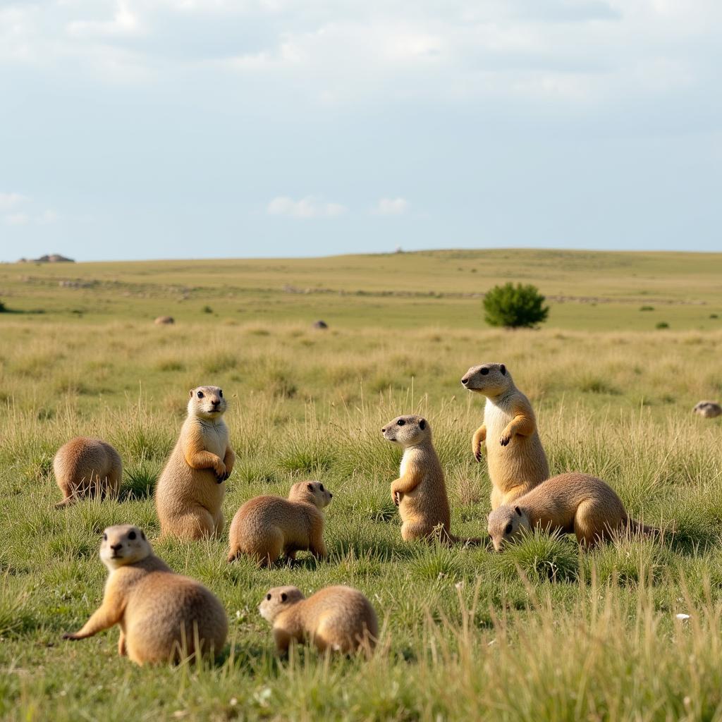 Prairie dog colony thriving in a Colorado grassland