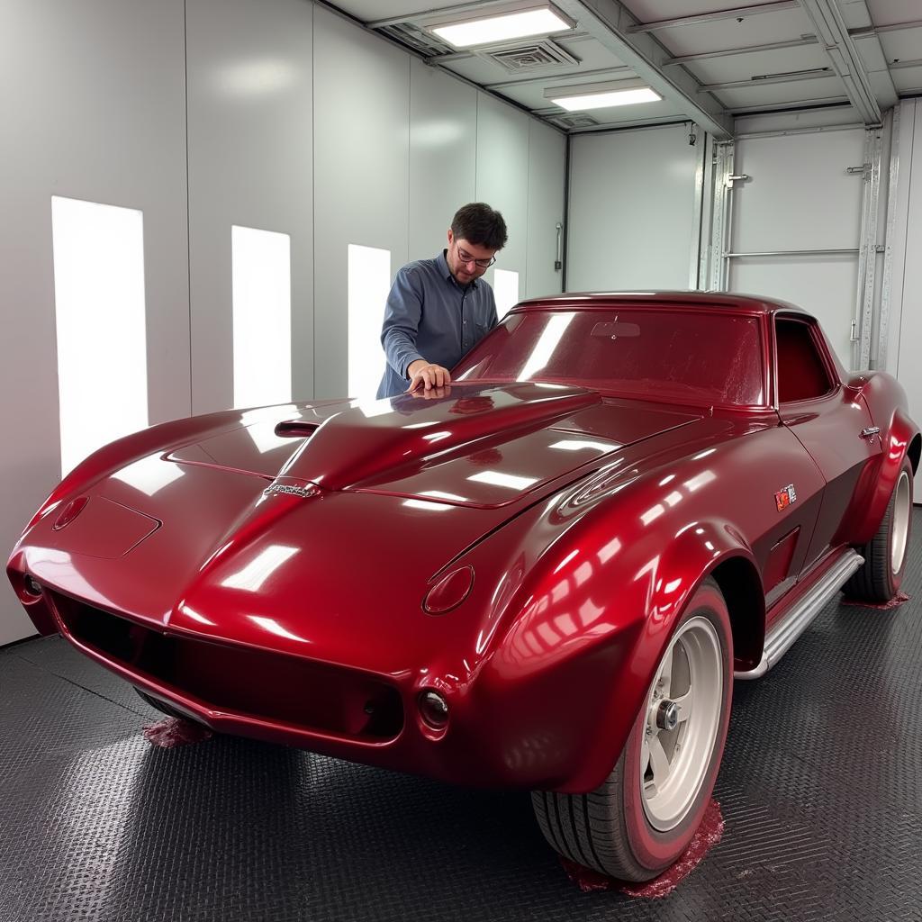 Professional Car Painting in a Spray Booth