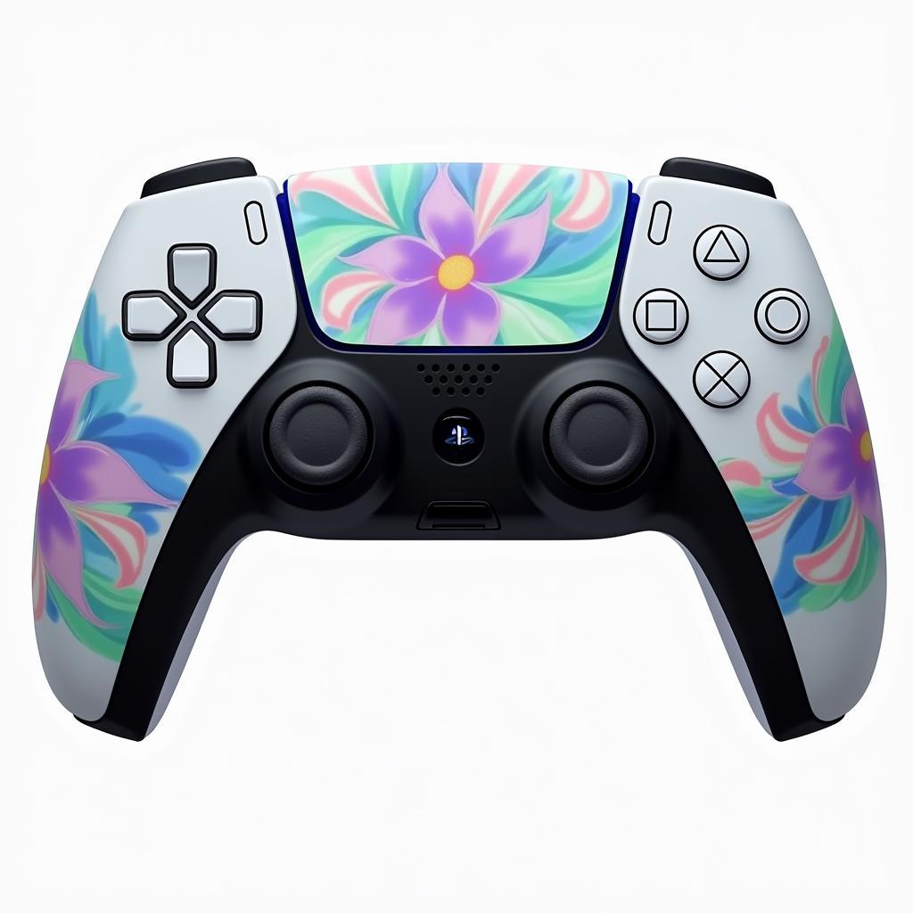 PS5 Controller with Custom Skin Showing Personalized Design