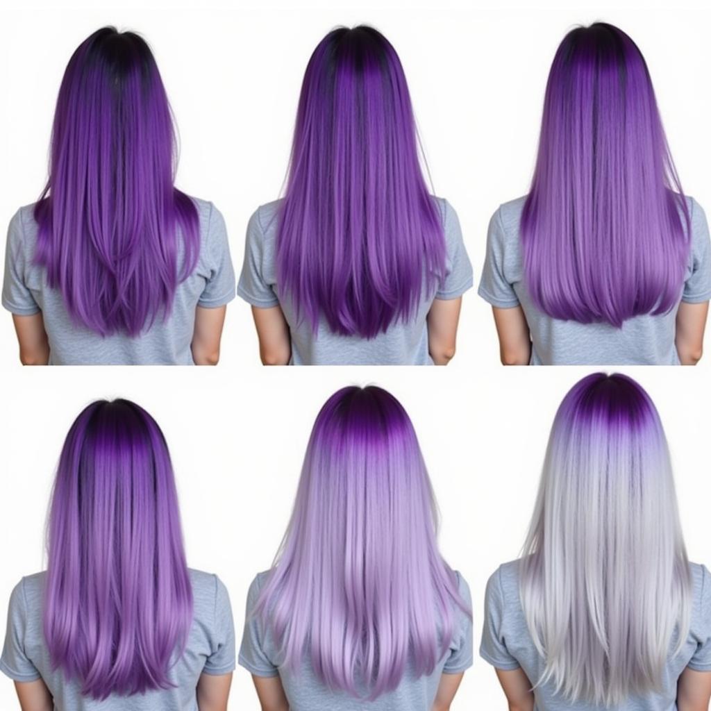 Purple hair fading process over time