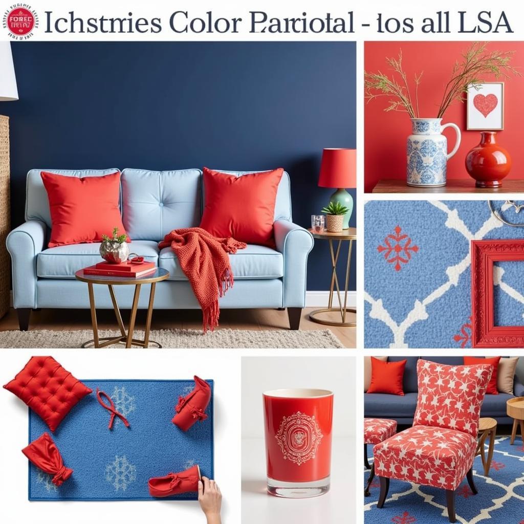 Red and Blue Color Palette for Interior Design