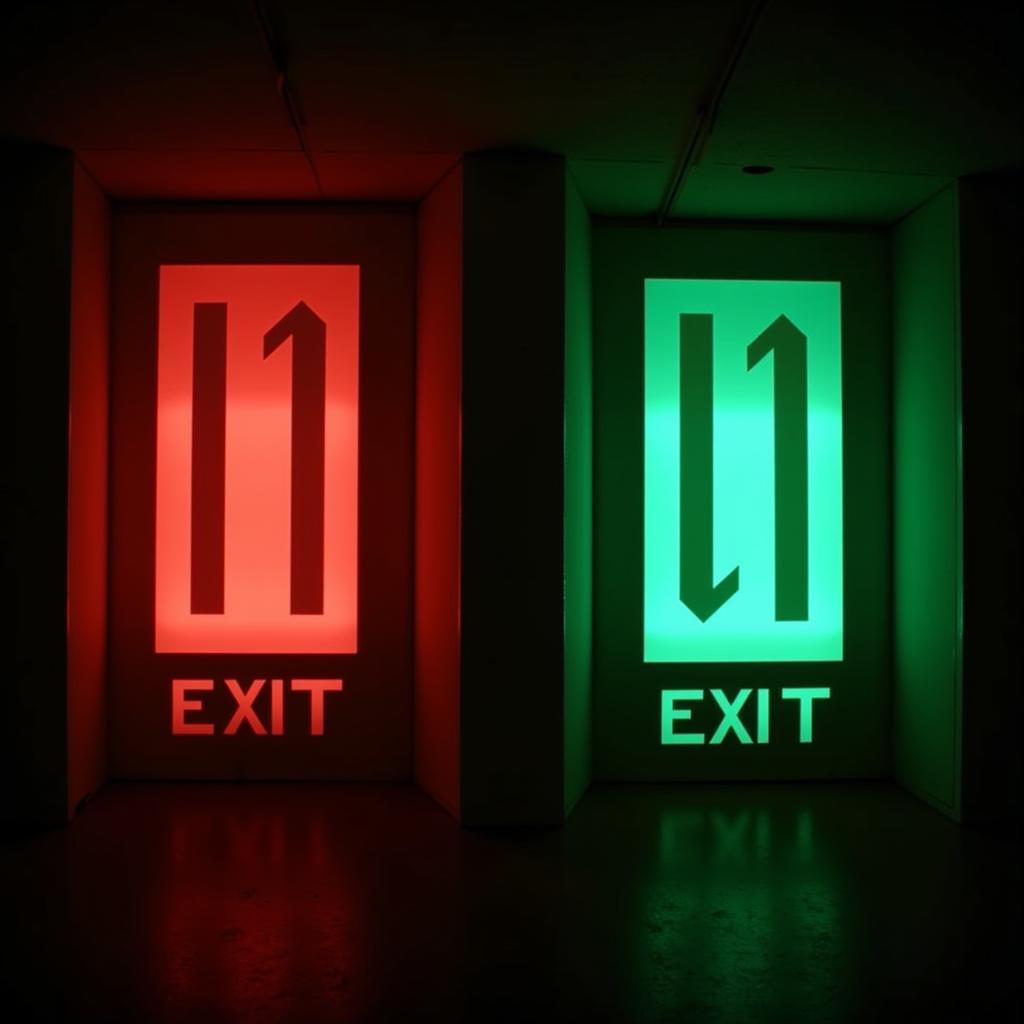 Red and Green Exit Signs Comparison