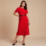 Red dress with black heels: A classic and chic combination.