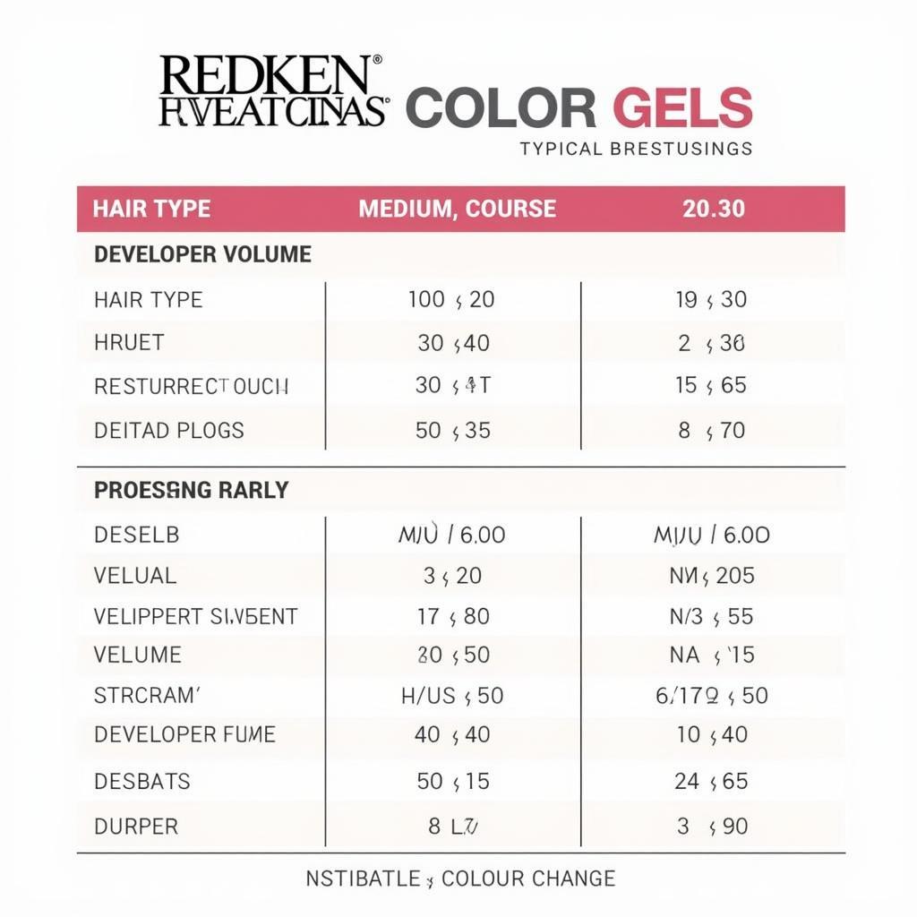 Redken Color Gels Processing Time Chart