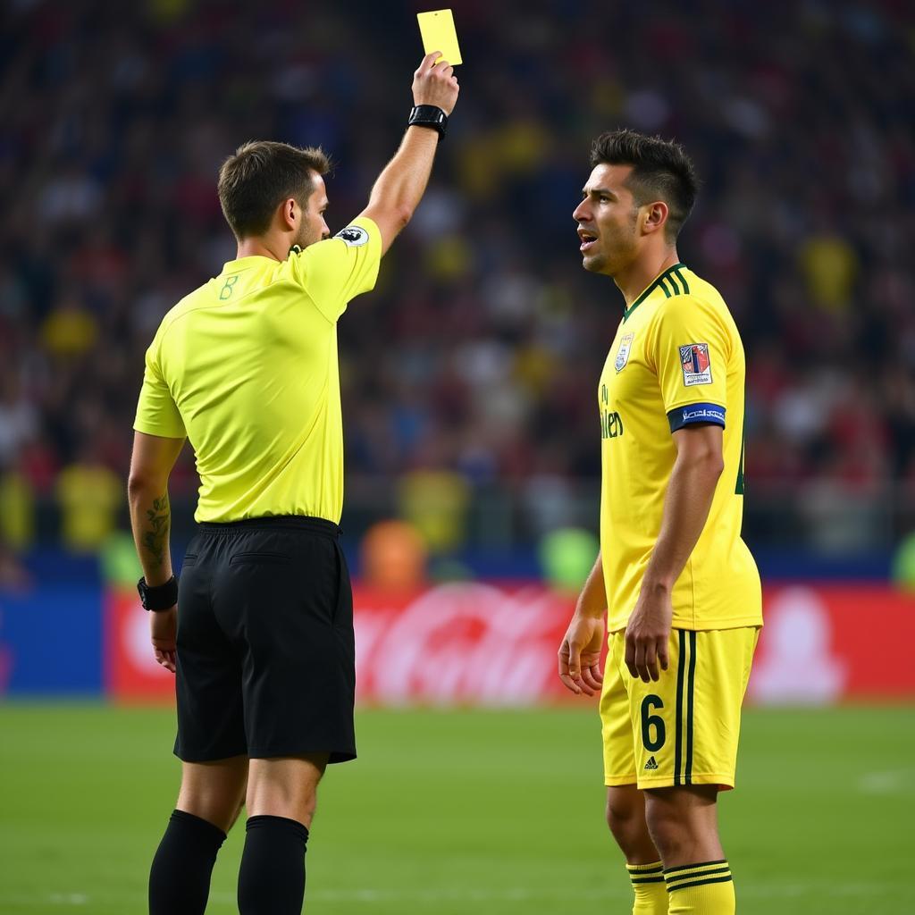 Referee Showing Yellow Card to Player