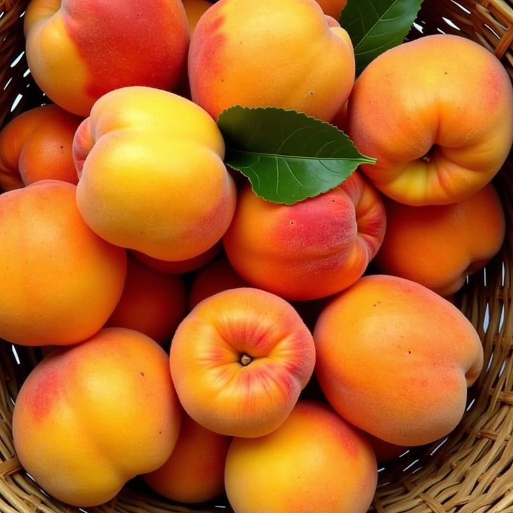 Ripe Colorado Peaches in a Basket