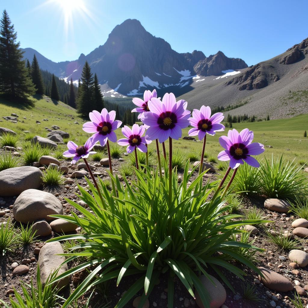 Rocky Mountain Columbine Growing in its Natural Habitat in Colorado