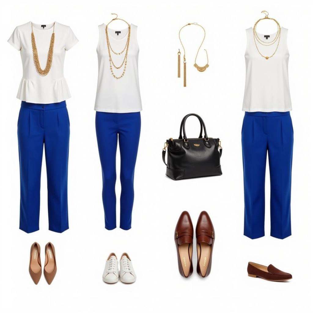 Accessorizing Royal Blue Pants Outfits with Shoes, Bags, and Jewelry