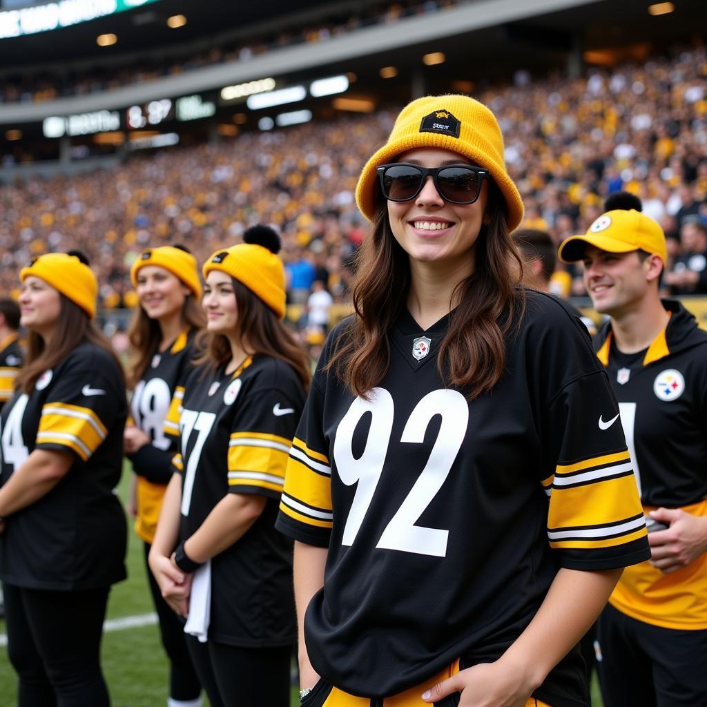 Steelers fans in black and gold