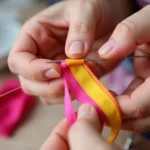 Stringing Ribbon Segments for a Lei