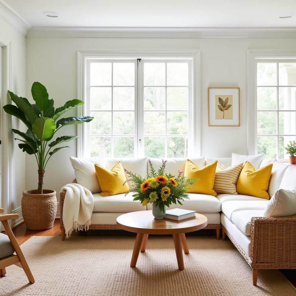 Summer Home Decor: Bright and Airy Living Room with Yellow Accents