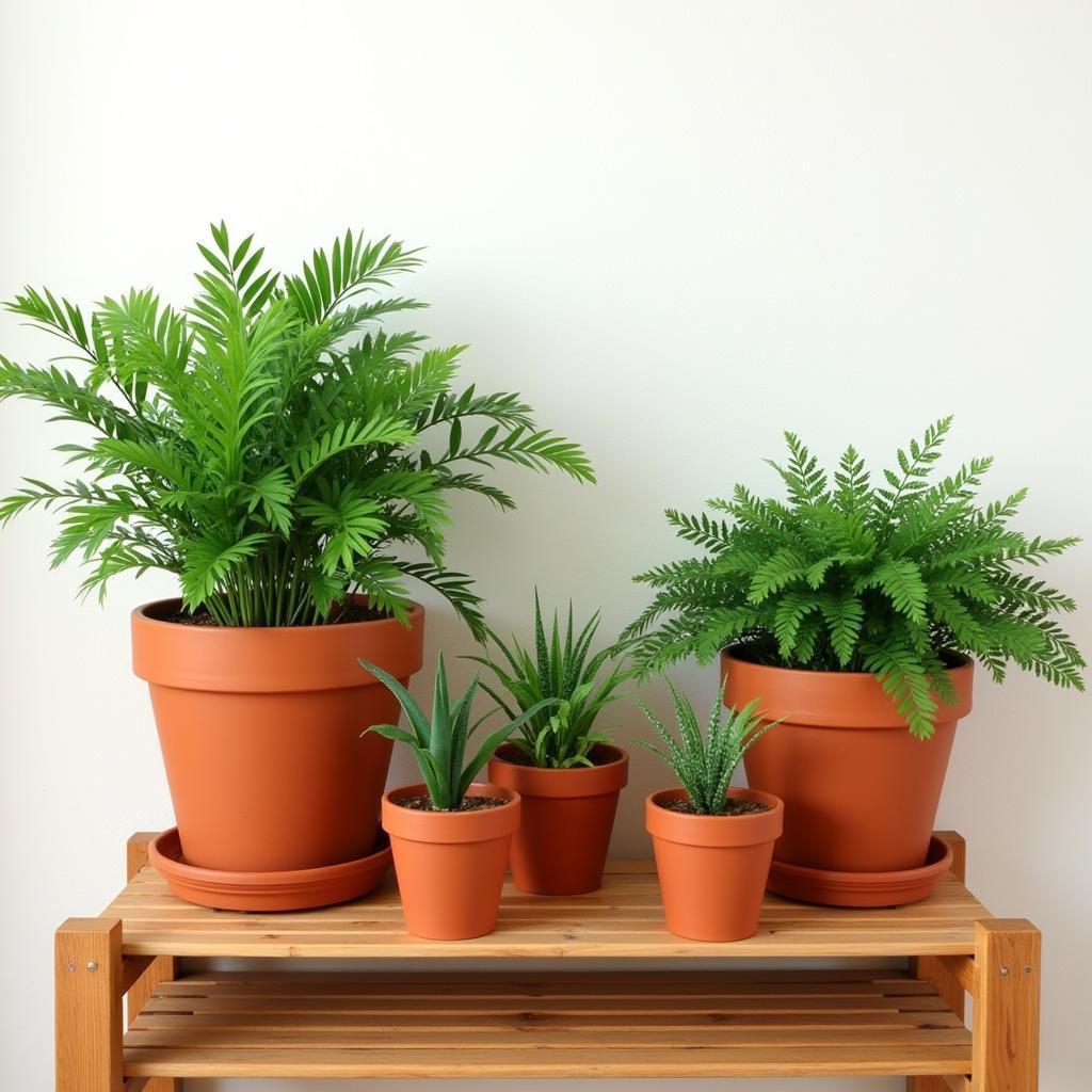 Terra Cotta Pots with Green Plants