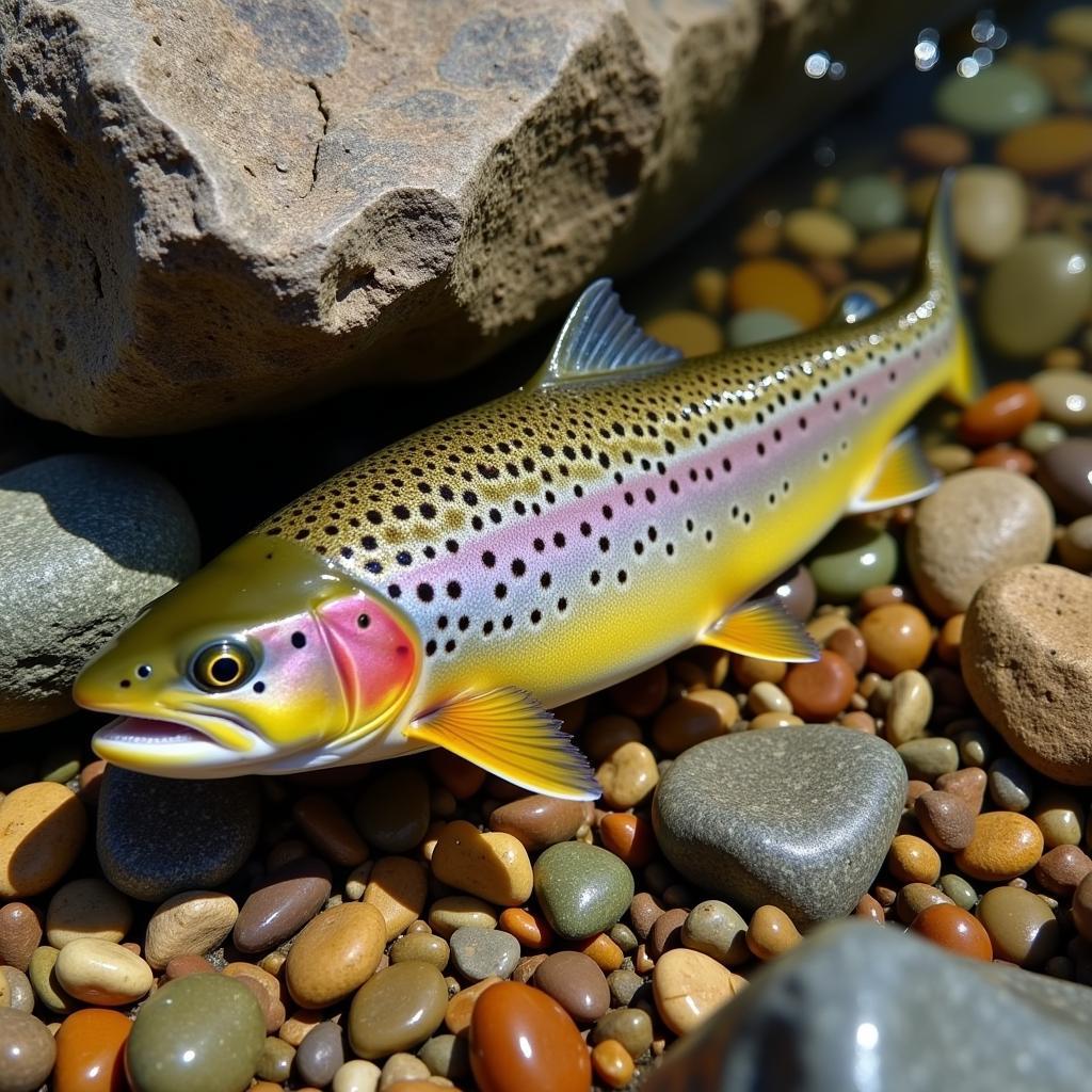 Trout Camouflage in a River Environment