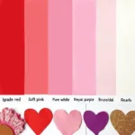 Valentine's Day color palette with red, pink, white, purple and gold