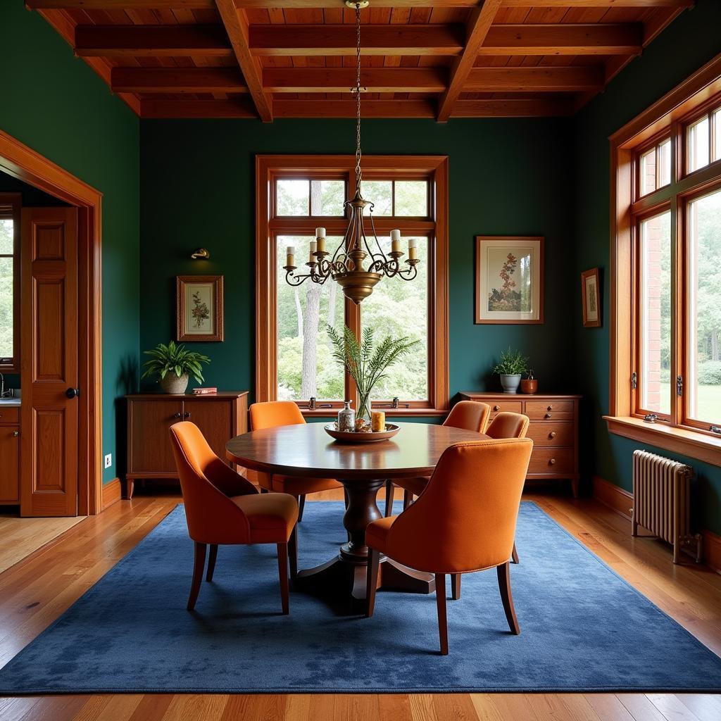 Warm Wood Color Combinations with Jewel Tones and Earthy Shades