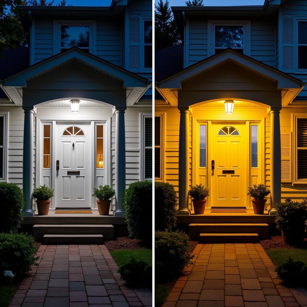 White and Yellow Porch Lights Create a Welcoming Ambiance