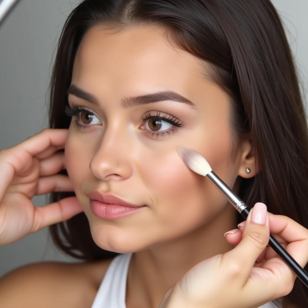 Woman Applying Contour Makeup