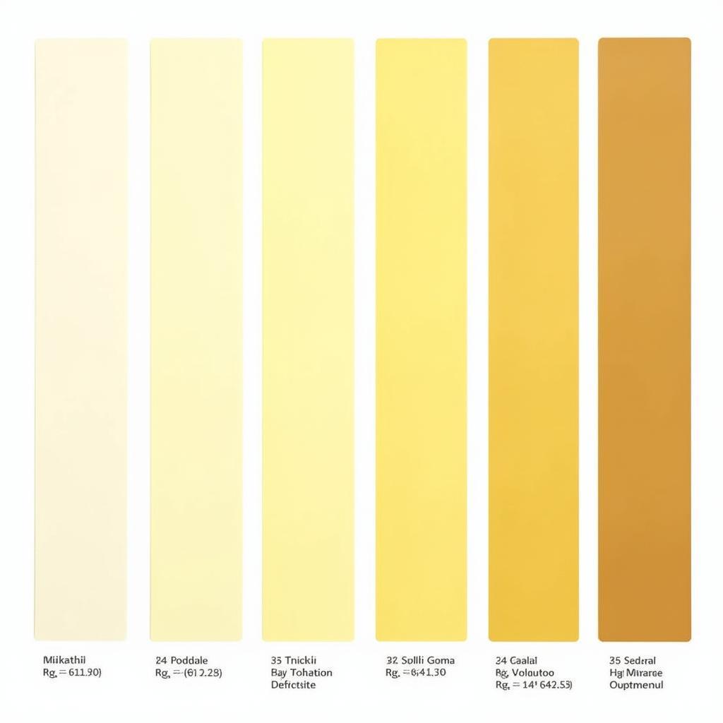 Xanthous color palette showcasing different shades