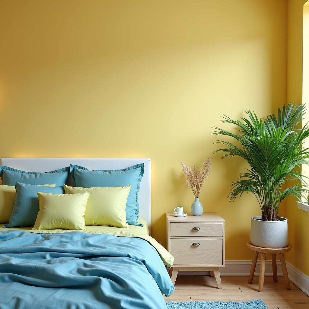 Yellow, Blue, and Green Bedroom