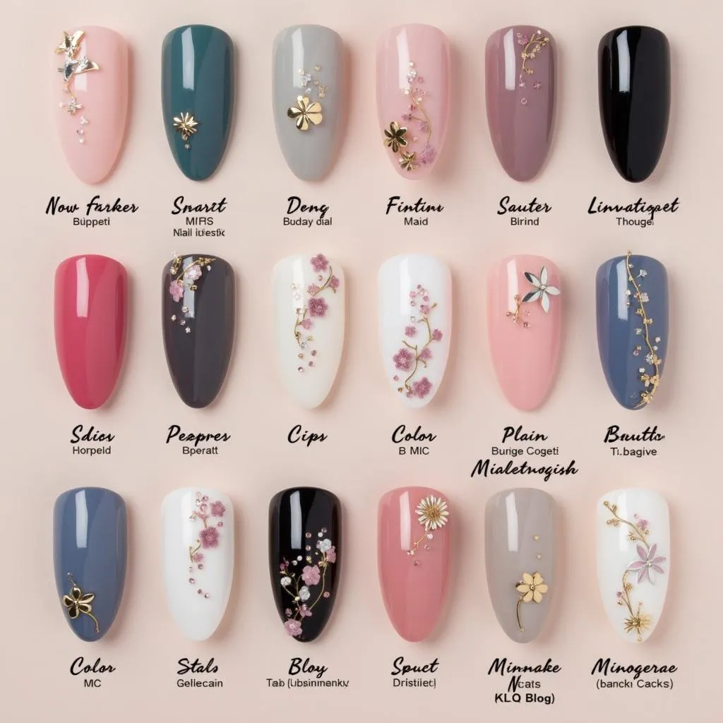 Acrylic nails with various colors