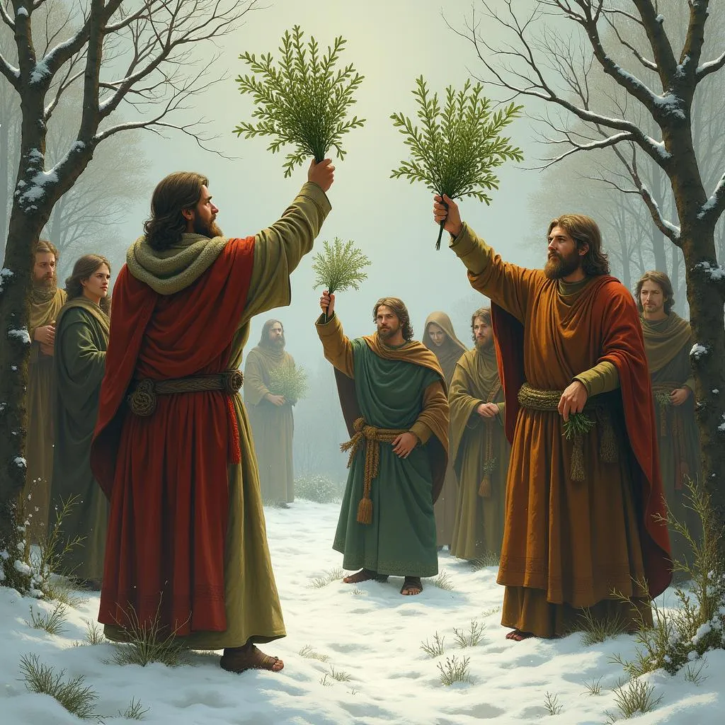 Ancient Celtic Celebration with Mistletoe