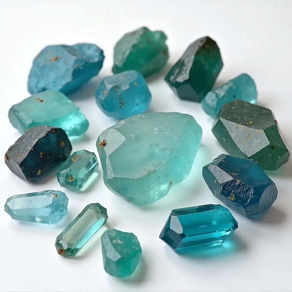 Variety of aquamarine gemstones