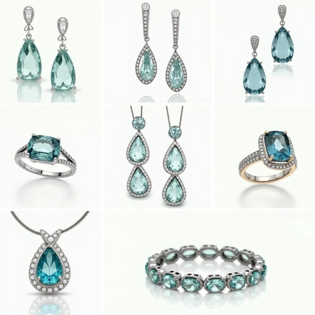 Collection of aquamarine jewelry