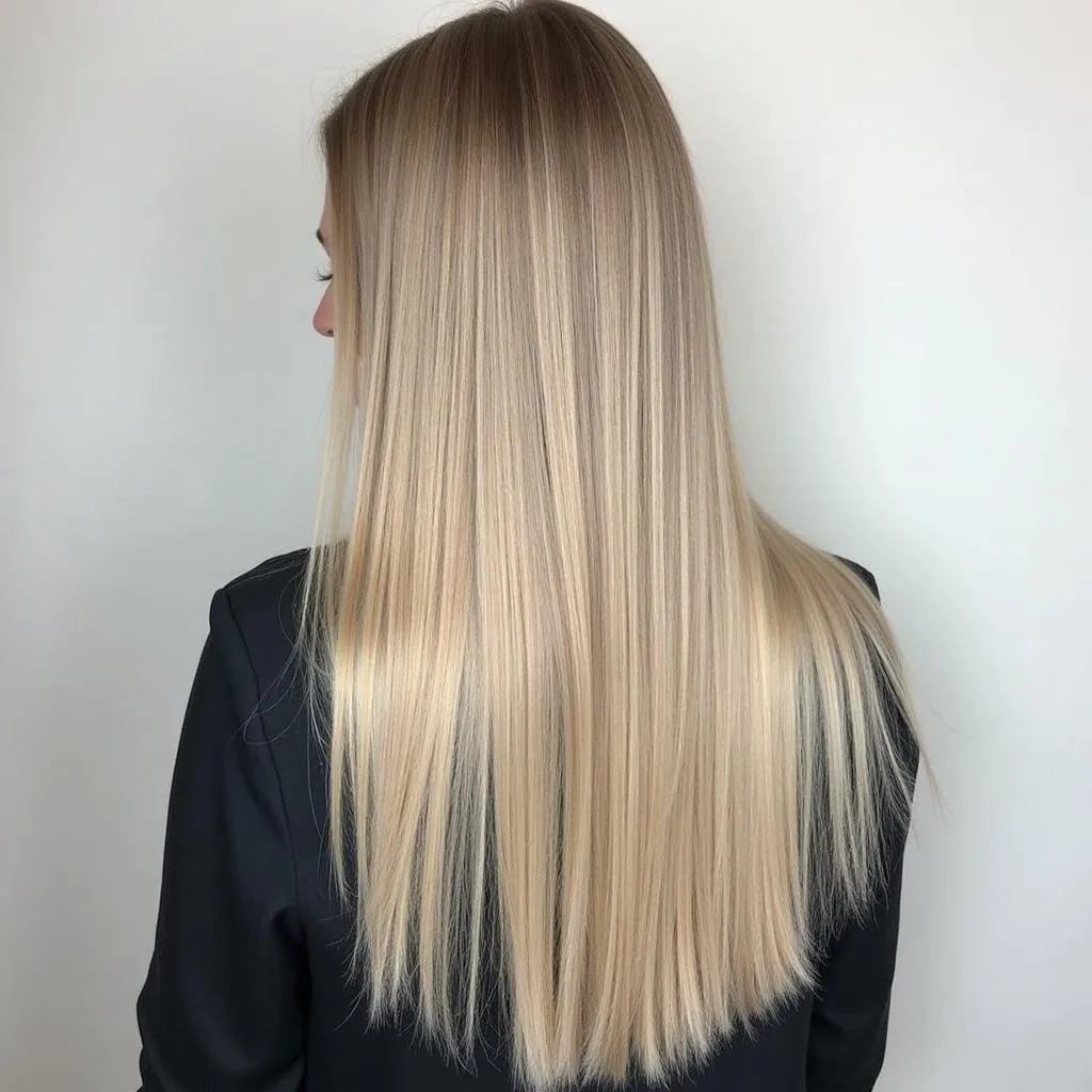 Ashy Beige Blonde Hair with Straight Ends